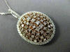 ESTATE LARGE 2.01CT WHITE & PINK DIAMOND 18K 2 TONE GOLD 3D CLUSTER OVAL PENDANT