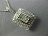 ESTATE LARGE 1CT DIAMOND 14K WHITE GOLD RECTANGULAR FILIGREE DOUBLE HALO PENDANT