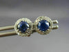 ESTATE 1.18CT DIAMOND & AAA SAPPHIRE 18KT WHITE GOLD 3D ROUND HALO STUD EARRINGS