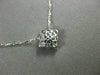 ESTATE .21CT DIAMOND & SAPPHIRE 18K WHITE GOLD FILIGREE MILGRAIN SQUARE NECKLACE