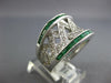 LARGE 1.98CT DIAMOND & AAA EMERALD 14KT WHITE GOLD CRISS CROSS ANNIVERSARY RING