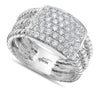 ESTATE WIDE .78CT DIAMOND 18KT WHITE GOLD 3D CLASSIC PAVE SQUARE ROPE FUN RING
