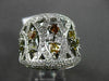 ESTATE LARGE 1.86CT DIAMOND 18KT WHITE GOLD MULTI COLOR FLOATING COCKTAL RING
