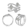 LARGE 1.07CT DIAMOND 14KT WHITE GOLD MULTI SHAPE SOLITAIRE CRISS CROSS FUN RING