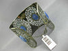 ESTATE EXTRA LARGE 21.86CT DIAMOND & AAA SODALITE 14K BLACK GOLD BANGLE BRACELET