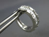WIDE 1.3CT DIAMOND 18K WHITE GOLD ROUND & BAGUETTE HOOP HUGGIE HANGING EARRINGS