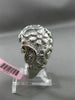 ESTATE MASSIVE .25CT DIAMOND 14KT WHITE GOLD 3D OPEN FILIGREE FLOWER LEAF RING