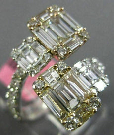 ESTATE WIDE 2.40CT DIAMOND 18KT TRI COLOR GOLD 3D SEMI ETERNITY CRISS CROSS RING
