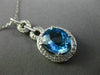 ESTATE 3.10CT DIAMOND & AAA BLUE TOPAZ 14K WHITE GOLD OVAL HALO FLOATING PENDANT