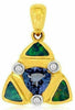 ESTATE .69CT DIAMOND & AAA TANZANITE 14KT 2 TONE GOLD TRILLION FLOATING PENDANT