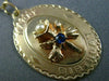 ANTIQUE LARGE .10CT SAPPHIRE PEARL 14K YELLOW GOLD HAPPY BIRTHDAY PENDANT #21188