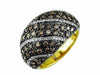 ESTATE 1.90CT WHITE & CHOCOLATE FANCY DIAMOND 14KT WHITE GOLD MULTI ROW FUN RING