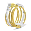 ESTATE WIDE .28CT DIAMOND 14KT 2 TONE GOLD 3D MULTI ROW OVERLAPPING COIL RING