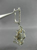 ESTATE LARGE 1.08CT DIAMOND 14K WHITE GOLD FLOWER OPEN FILIGREE HANGING EARRINGS