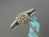 LARGE .53CT DIAMOND & SAPPHIRE 14KT WHITE GOLD 3D SQUARE CLUSTER FRIENDSHIP RING