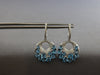 LARGE 3.98CT DIAMOND & AAA BLUE TOPAZ 14K WHITE GOLD CIRCULAR LEVERBACK EARRINGS