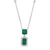 3.48CT DIAMOND & AAA EMERALD 18K 2 TONE GOLD 3D EMERALD CUT & ROUND HALO PENDANT