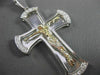 ESTATE EXTRA LARGE .45CT DIAMOND 14K WHITE & YELLOW GOLD 3D CROSS PENDANT #12476