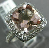 LARGE 3.60CT DIAMOND & AAA CUSHION CUT MORGANITE 14KT WHITE GOLD ENGAGEMENT RING