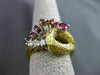 ANTIQUE .76CT OLD MINE DIAMOND & RUBY 18K TWO TONE GOLD COCKTAIL FUN RING #19257