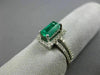ESTATE 1.15CT DIAMOND & AAA EMERALD 14KT WHITE GOLD HALO CLASSIC ENGAGEMENT RING