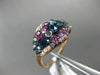 ESTATE 1.63CT DIAMOND & MULTI GEM 14KT ROSE GOLD 3D CLUSTER WAVE FRIENDSHIP RING