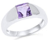 ESTATE 1.48CT AAA AMETHYST 18KT WHITE GOLD 3D CLASSIC SOLITAIRE CHANNEL FUN RING