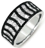 WIDE 1.33CT WHITE & BLACK DIAMOND 14KT WHITE GOLD 3D MULTI ROW CHANNEL FUN RING