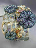ESTATE LARGE 9.26CT MULTI COLOR DIAMOND & AAA GEM 14K GOLD AQUATIC FLOWER BANGLE
