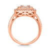 LARGE 1.45CT DIAMOND 14KT ROSE GOLD 3D ROUND & BAGUETTE CLUSTER ANNIVERSARY RING