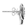 .97CT WHITE & BLACK DIAMOND 14KT WHITE GOLD 3D CLASSIC ROSE FLOWER STUD EARRINGS