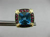ESTATE LARGE 6.36CT BLUE TOPAZ & RUBY 14KT YELLOW GOLD FILIGREE CLIP ON EARRINGS