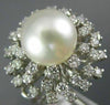 ANTIQUE LARGE 1.25CT DIAMOND & AAA SOUTH SEA PEARL 14KT WHITE GOLD 3D RING #848
