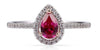 ESTATE .65CT DIAMOND & AAA RUBY 14KT WHITE GOLD PEAR SHAPE & ROUND HALO FUN RING