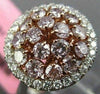 ESTATE WIDE 1.80CT WHITE & PINK DIAMOND 18K 2 TONE GOLD CLUSTER ANNIVERSARY RING