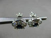 ESTATE 3.03CT DIAMOND & SAPPHIRE 18KT WHITE GOLD 3D HALO BALLERINA POST EARRINGS