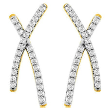 ESTATE .50CT DIAMOND 14KT YELLOW GOLD 3D CLASSIC X LOVE STUD EARRINGS
