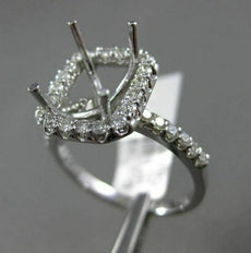LARGE .72CT DIAMOND 14KT WHITE GOLD EMERALD CUT HALO SEMI MOUNT ENGAGEMENT RING