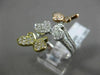 ESTATE LARGE .97CT DIAMOND 18K WHITE YELLOW ROSE GOLD 3D BUTTERFLY LOVE FUN RING