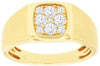 ESTATE WIDE .50CT DIAMOND 14KT YELLOW GOLD ROUND 9 STONE SQUARE BEZEL MEN'S RING