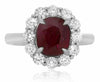 GIA CERTIFIED 3.66CT DIAMOND & AAA RUBY PLATINUM 3D SQUARE HALO PROMISE RING