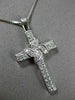 ANTIQUE .30CT ROUND DIAMOND 14KT WHITE GOLD FLOWER CROSS PENDANT & CHAIN #16276