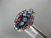 ESTATE 1.63CT DIAMOND & MULTI GEM 14KT ROSE GOLD 3D CLUSTER WAVE FRIENDSHIP RING