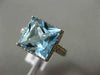 ESTATE LARGE 5.27CT AAA BLUE TOPAZ 14KT WHITE GOLD SQUARE HALO FILIGREE FUN RING