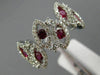 ESTATE WIDE 1CT DIAMOND & ROUND RUBY 14KT WHITE GOLD MULTI LEAF ETOILE LOVE RING