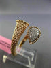 LARGE .27CT WHITE & PINK DIAMOND 18K WHITE & ROSE GOLD CRISS CROSS HAMMERED RING