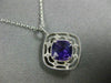 ESTATE .79CT DIAMOND & AAA AMETHYST 14K WHITE GOLD 3D SQUARE DOUBLE HALO PENDANT