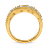 LARGE .54CT DIAMOND 14KT YELLOW GOLD TAPERED BAGUETTE MULTI ROW BAMBOO FUN RING