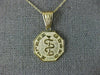 ESTATE 14KT YELLOW GOLD 3D HEXAGON HEALTH GUARD ENGRAVEABLE CHARM PENDANT #25079