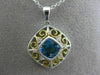 ESTATE 1.14CT DIAMOND & BLUE TOPAZ 14KT 2 TONE GOLD OPEN SQUARE FLOATING PENDANT